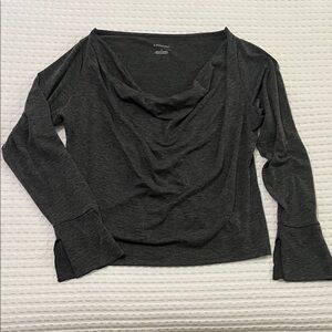 Anthropologie Charcoal Cowl-Neck Long Sleeve Top